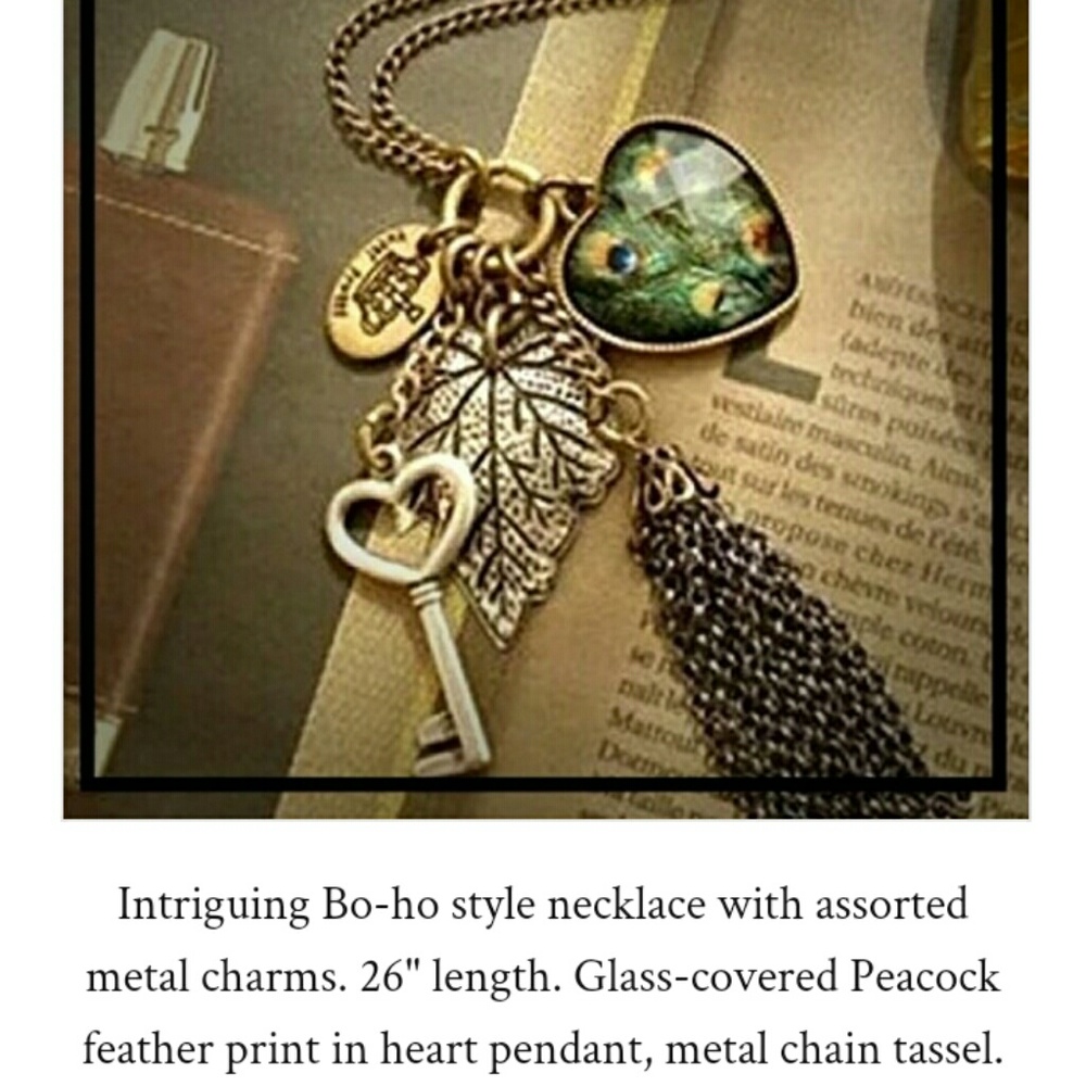 COPY - Long boho style necklace with a mix of charms